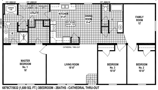 Sectional Mobile Home Floor Plan. The 6879CT Spring View