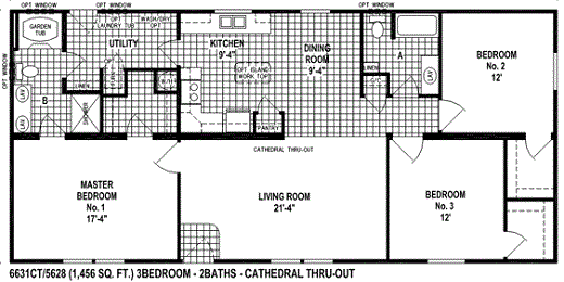 sectional mobile home floor plan. the 6631 spring view select