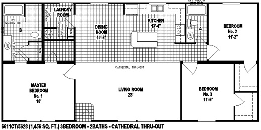 Sectional Mobile Home Floor Plan 6611