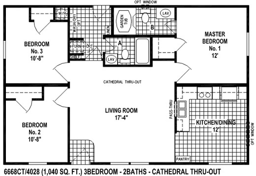 Sectional Mobile Home Floor Plan 6668