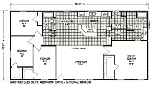 Sectional Mobile Home Floor Plan 6847