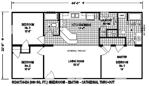 Sectional Mobile Home Floor Plan 5820CT