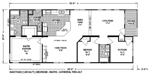 Sectional Mobile Home Floor Plan 6634