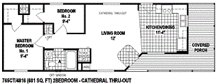 single wide mobile home floor plan 756CT